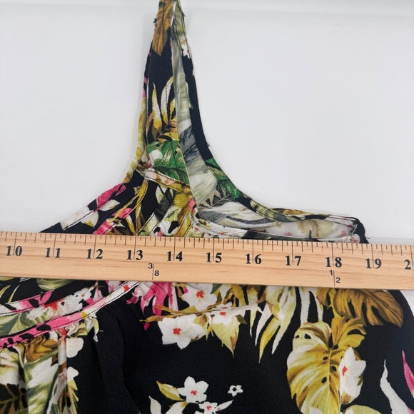 Rip Curl Dress Women XS Black Floral Sleeveless Tropical Rayon Short Beach - Picture 9 of 11